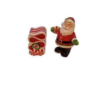 Fitz And‎ Floyd 2008 Peppermint Santa Christmas Salt & Pepper Shakers